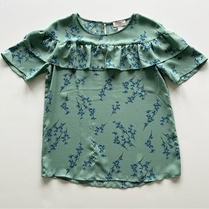 Loft Outlet Green Floral Blouse, Extra Small